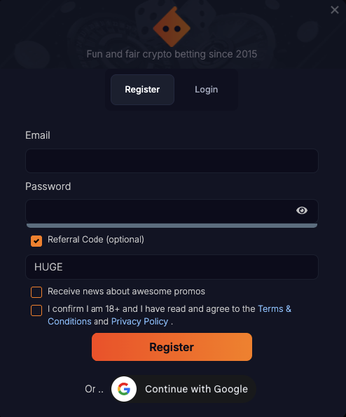 Bitsler Registration